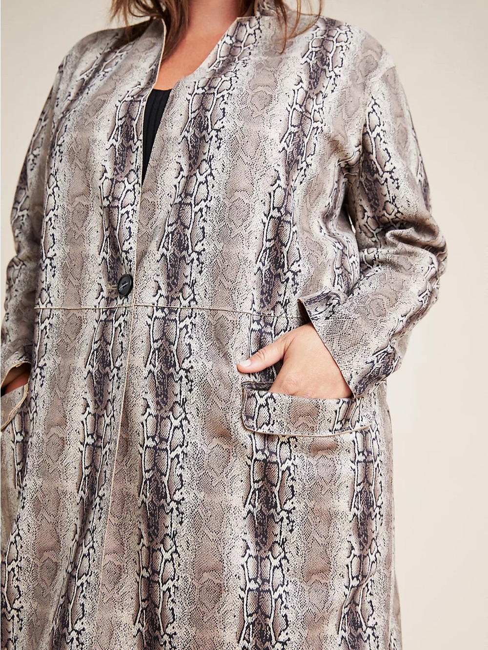 Plus Anthropologie Blank NYC Snake-Print Longline Suede Jacket